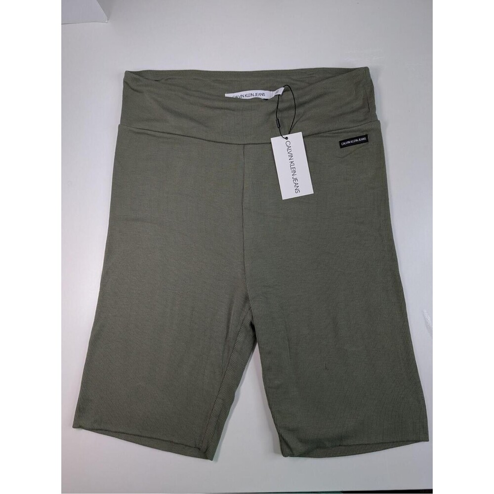 Calvin Klein Jeans NWT Ribbed Biker Shorts Womens Large Grey CJ0S8027